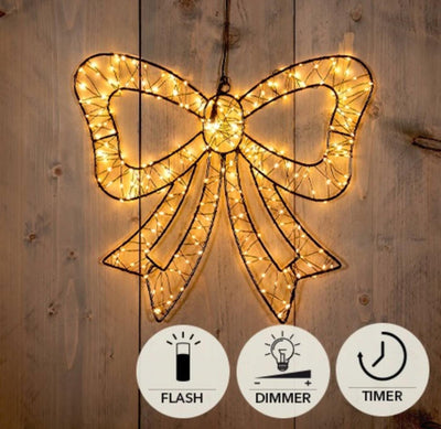 Anna's Collection beleuchtete Fliege 34 cm 278 LED IP44 mit Blitzfunktion, Timer-Dimmer