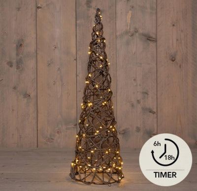 Anna's Collection beleuchteter Kegel 100LED classicwarm 60cm funktioniert mit 3XAA-Batterien mit 6-Stunden-Timer