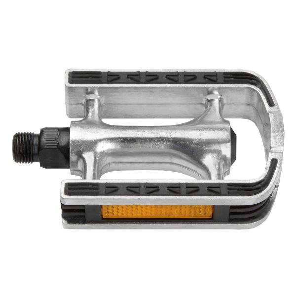 M-Wave Pedalsatz Aluminium mit Gummi-Anti-Rutsch-Beschichtung silber
