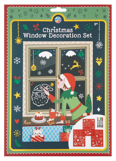 Kreative Bastelgruppe Weihnachts-Fensterdekorationsset – 3 Schablonen und 4 Filzstifte