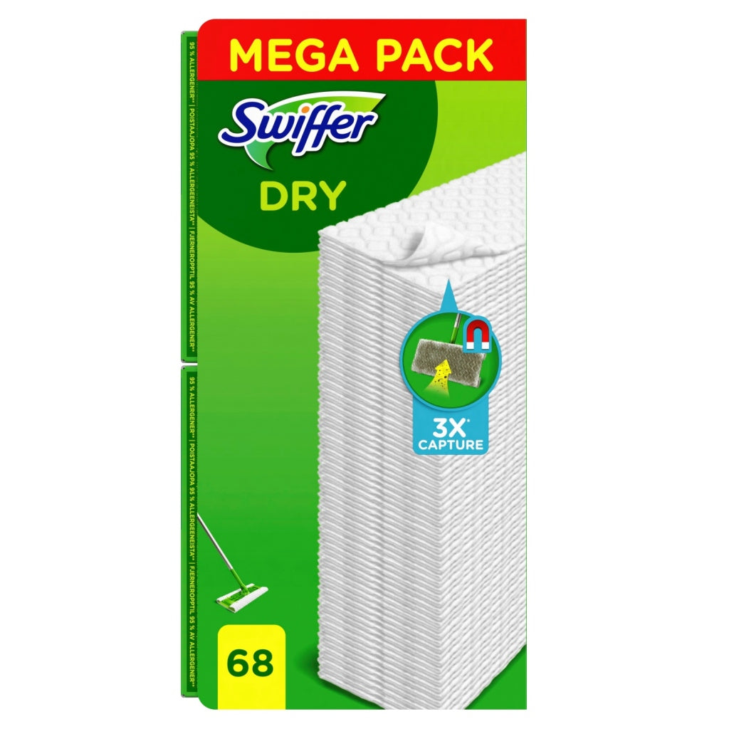 Swiffer Swiffer Trockener Mega -Packmagnet -Bodentücher 68 Stücke