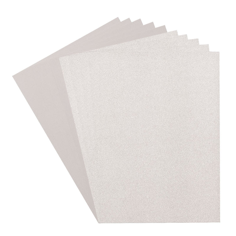 Florence • Set aus Glitzerpapier und Karton, 216 g, A4, 10 x silberne Maus
