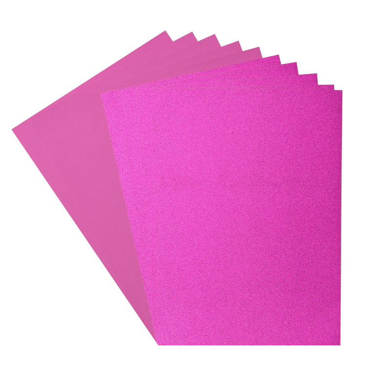 Florence • Set aus Glitzerpapier und Karton, 216 g, A4, 10 x rosa Fuchsia
