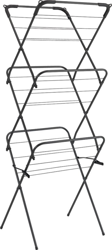 Tomado-Metaltex Tomado Wäscheständer Concerto 9,5m Trockenlänge schwarz mit Haken für Kleiderbügel