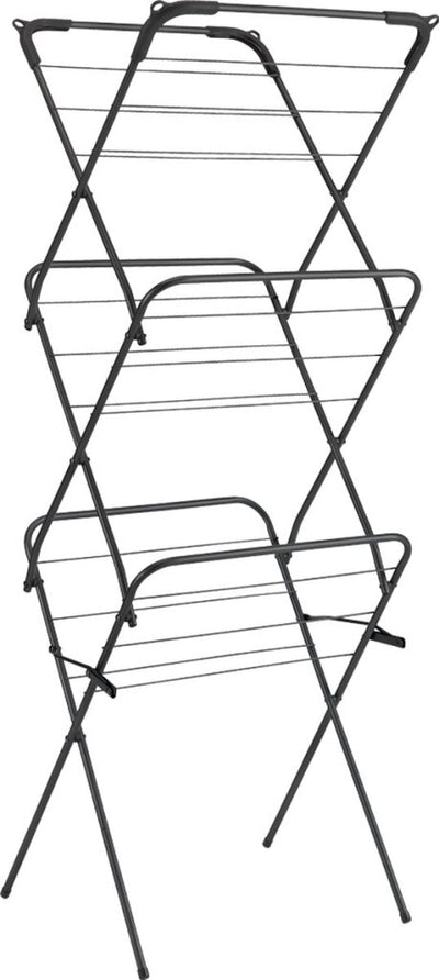 Tomado-Metaltex Tomado Wäscheständer Concerto 9,5m Trockenlänge schwarz mit Haken für Kleiderbügel