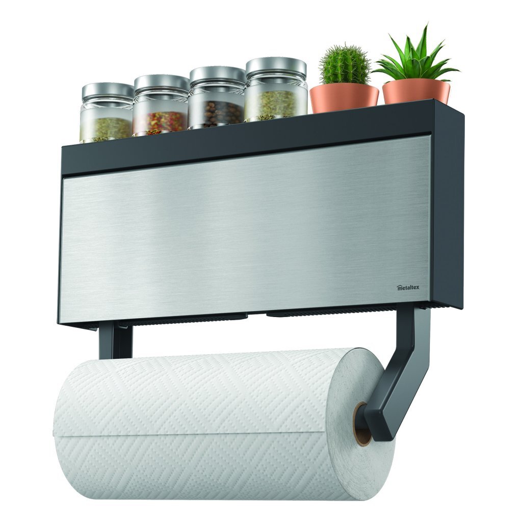 Metaltex Metaltex Küchenhelfer Tango Küchenrollhalter mit Schneidhilfe 38x6x17 cm Edelstahl grau