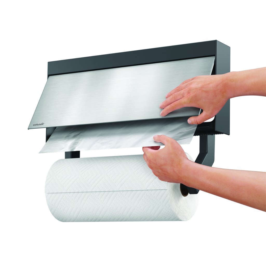 Metaltex Metaltex Küchenhelfer Tango Küchenrollhalter mit Schneidhilfe 38x6x17 cm Edelstahl grau