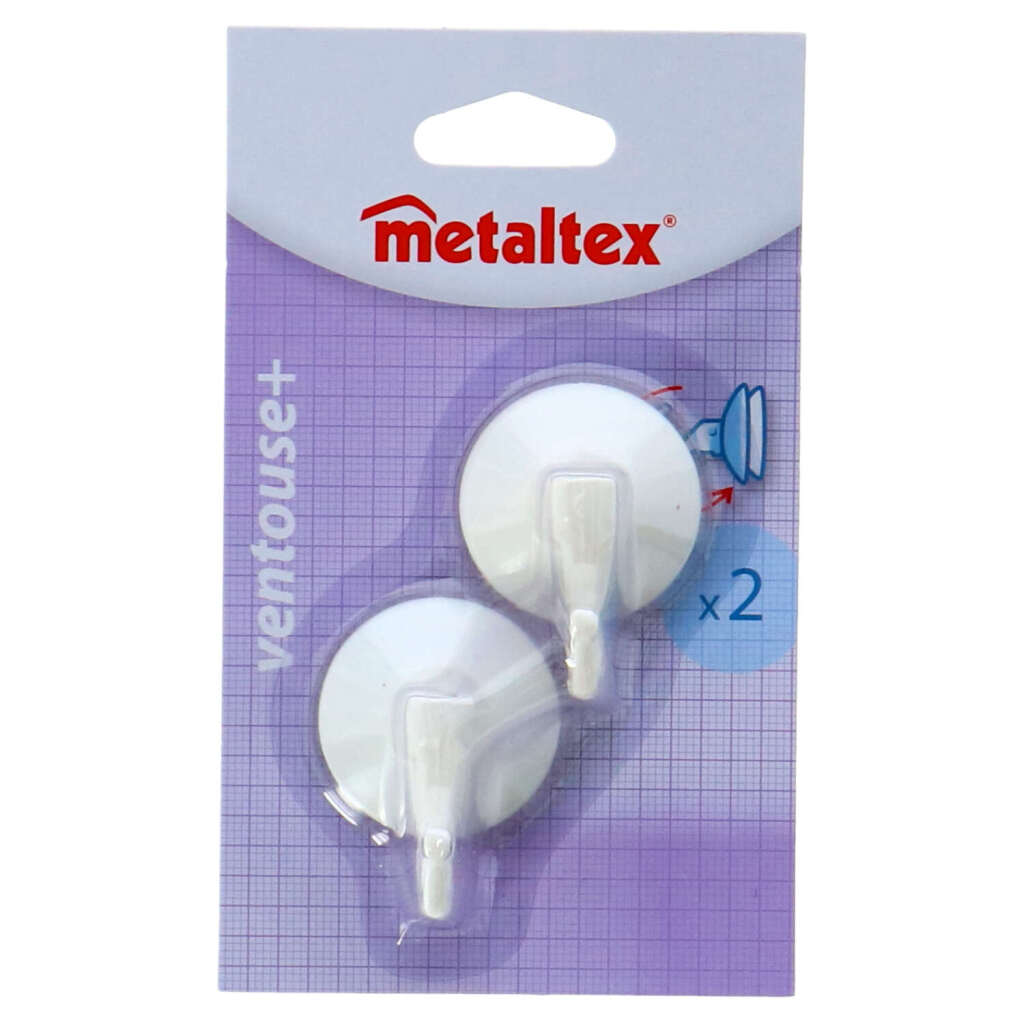 Metaltex Metaltex Haken mit Saugnapfbecher 2 Teile weiß