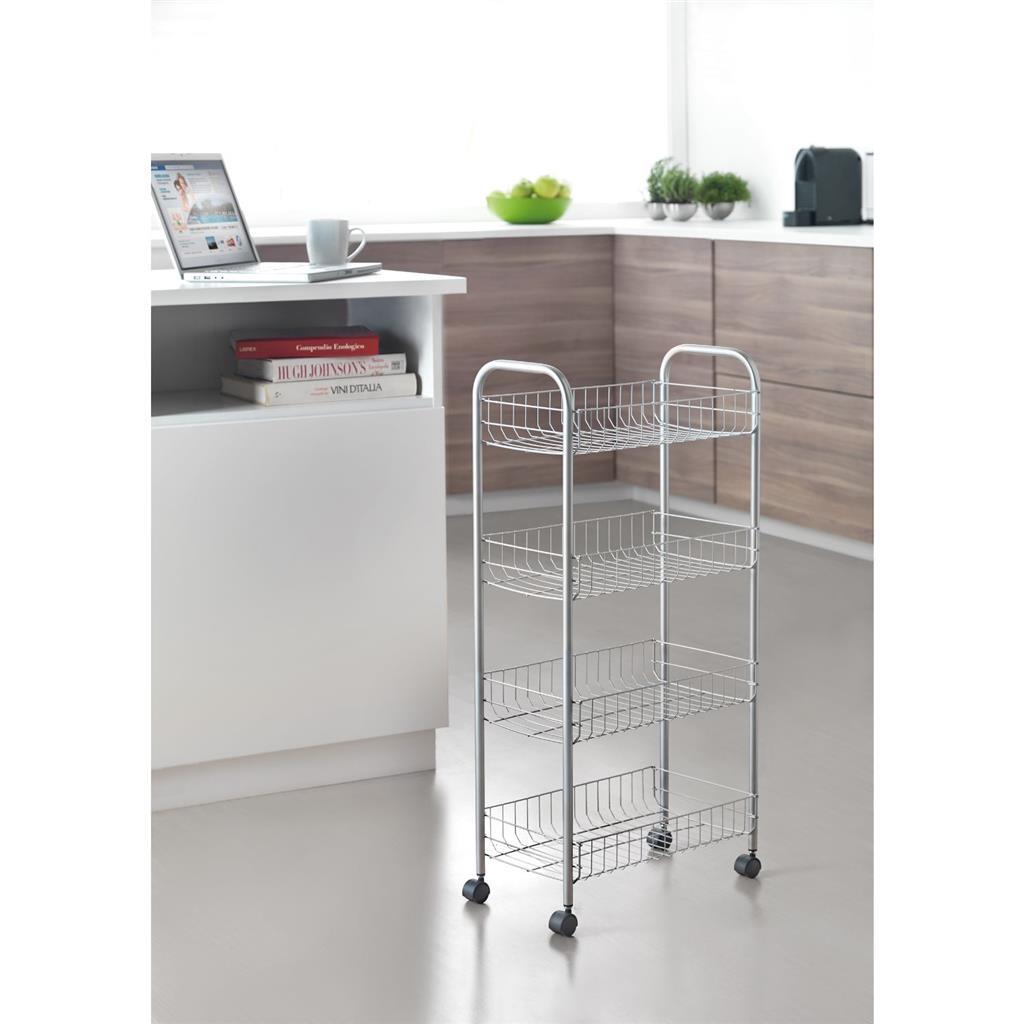 Metaltex Metaltex Kitchen Badezimmerlager -Trolley Ascona 41x23x84 cm Räder