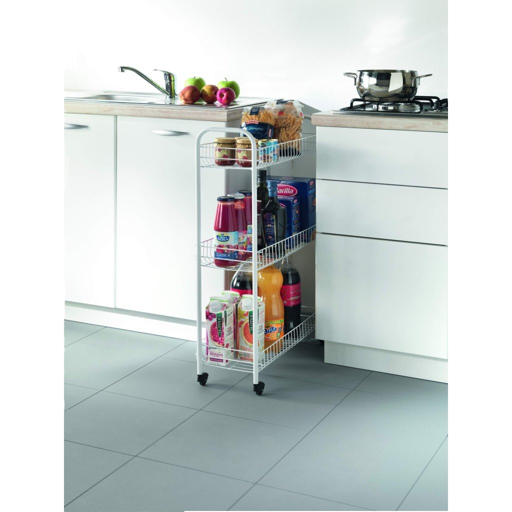 Tomado-Metaltex Tomado-Metaltex Slim Küchenwagen mit Rädern 23x56x84 cm Weiß