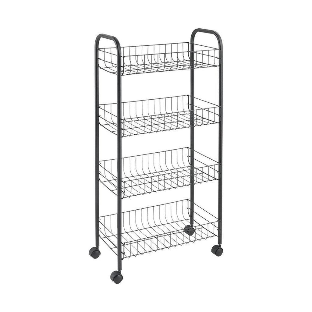 Metaltex Metaltex Ascona Trolly mit Rädern + 4 Körbe 41x23x84 cm mattes Black Metall
