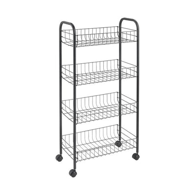 Metaltex Metaltex Ascona Trolly mit Rädern + 4 Körbe 41x23x84 cm mattes Black Metall