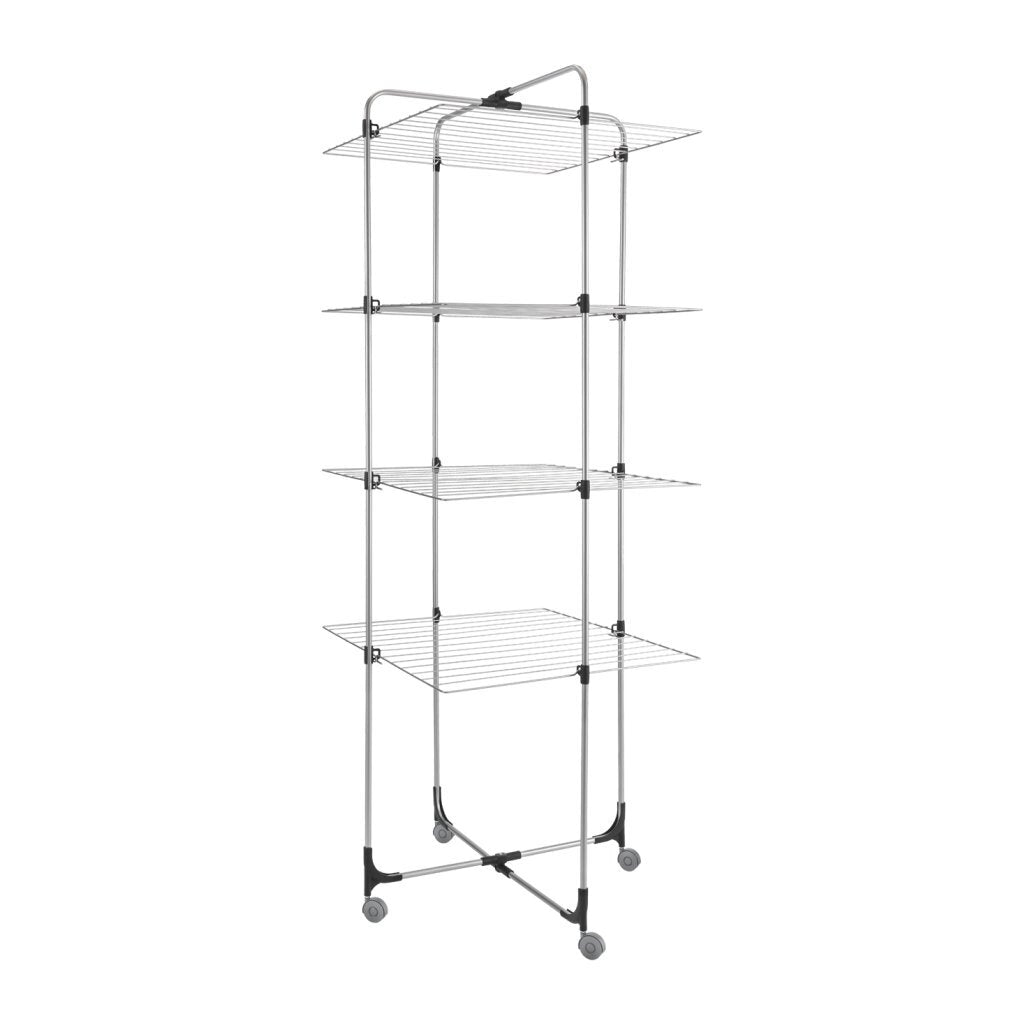Metaltex Aliseo Trockenturm 40 m Trockenlinie 4 Etagen 76x68x189 cm Silber Schwarz