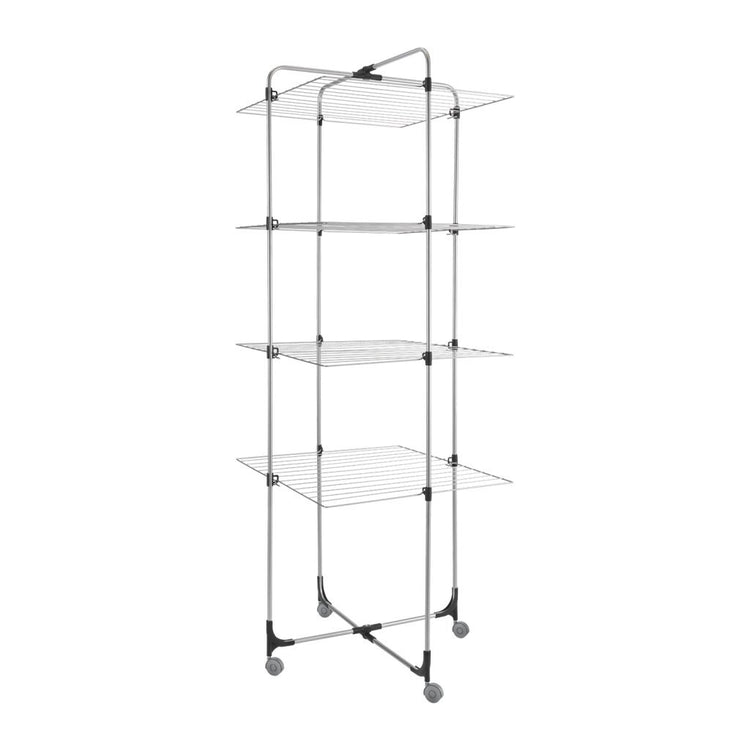 Metaltex Aliseo Trockenturm 40 m Trockenlinie 4 Etagen 76x68x189 cm Silber Schwarz