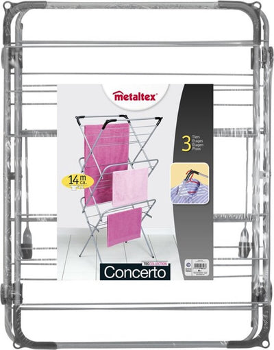 Tomado-Metaltex Tomado Metaltex Concerto Droogrek 14 Meter Silber mit Klammern für Bekleidungsbügel