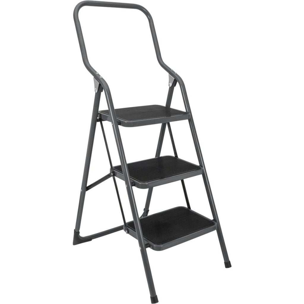 Metaltex Haushaltstreppe Kappa 3 46x62x136 cm Edelstahl Grau Schwarz