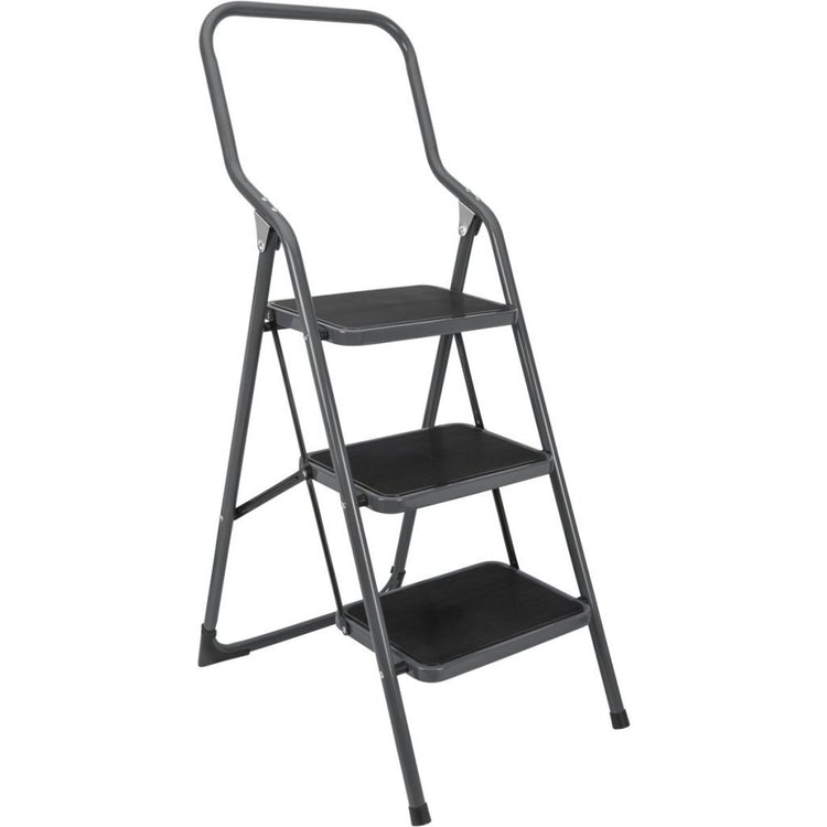 Metaltex Haushaltstreppe Kappa 3 46x62x136 cm Edelstahl Grau Schwarz