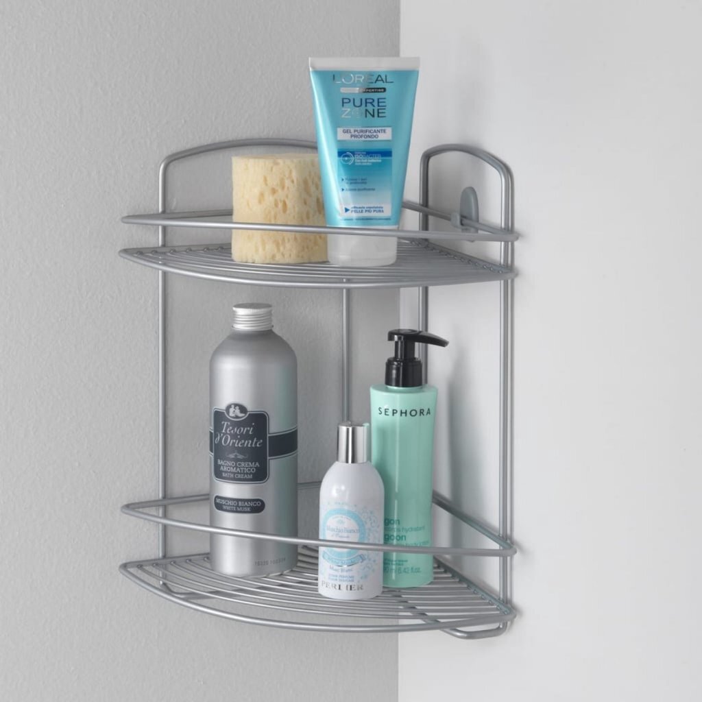 Metaltex Metaltex Onda Badezimmer Eckregal 2 Stockwerke 22x22x35 cm Silber