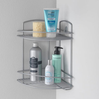 Metaltex Metaltex Onda Badezimmer Eckregal 2 Stockwerke 22x22x35 cm Silber