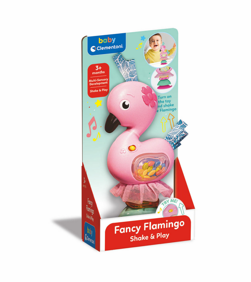 Clementoni Baby schütteln und spielen Flamingo mit Klang und Saugnapfbecher