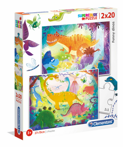 Clementoni Puzzle Funny Dinos, 2x20st.