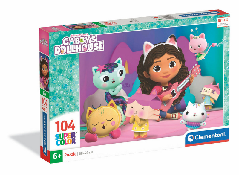 Clementoni – Kinderpuzzle – 104 Teile – Gabbys Puppenhaus – fröhliche Farben und Charaktere – ab 6 Jahren