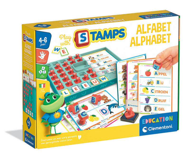 Clementoni spiele mit Stempeln Alphabet – Schreibspiel lernen – Ich lerne Buchstaben lesen – Lernspielzeuggeschenk für Vorschulkinder, Mädchen und Jungen