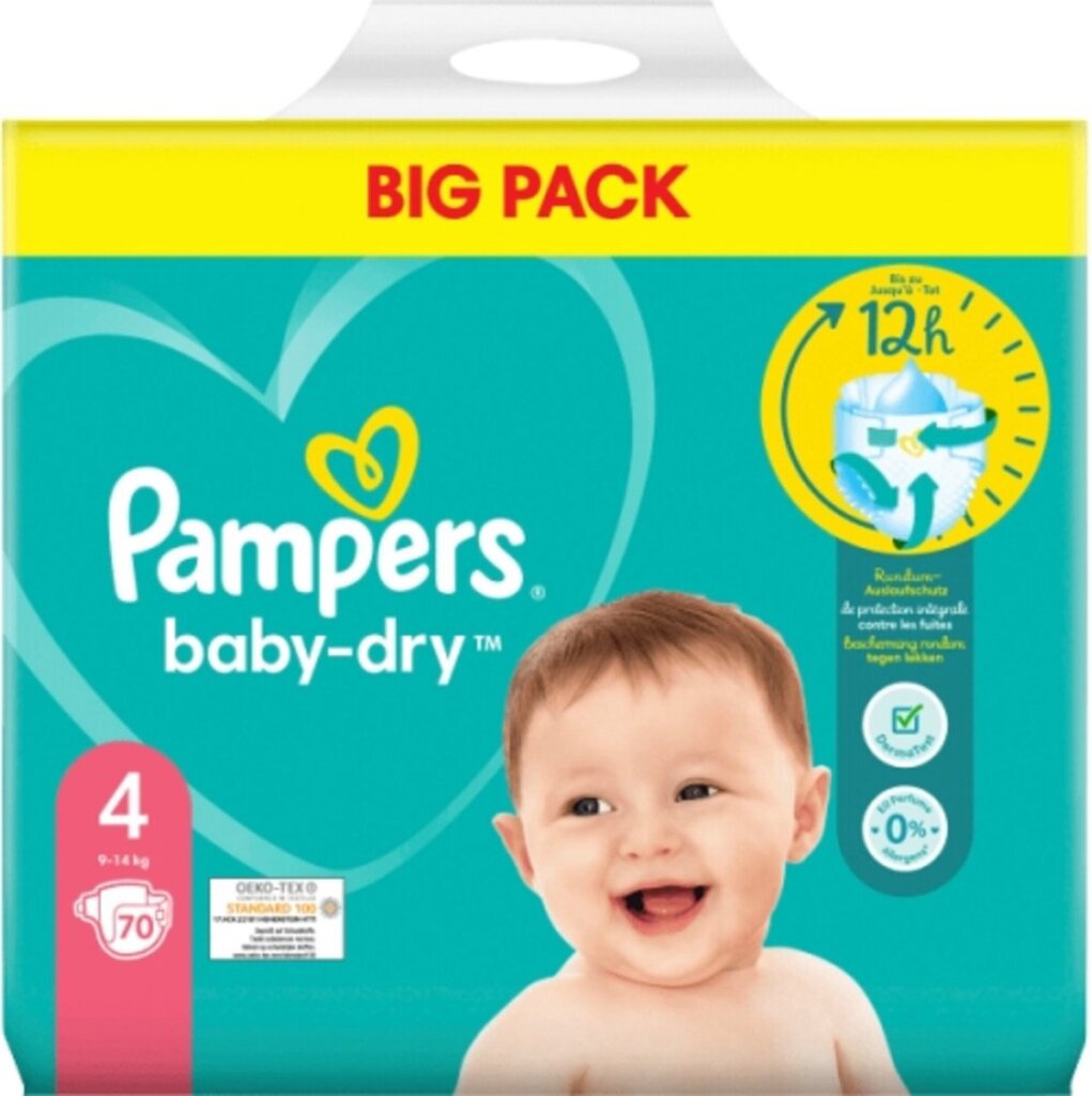 Pampers Pampers Baby Trockengröße 4 9-14 kg 70 Windeln