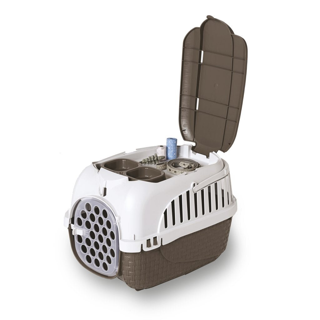 BAMA PET Transportbox 52x33x34 cm Taupe Weiß