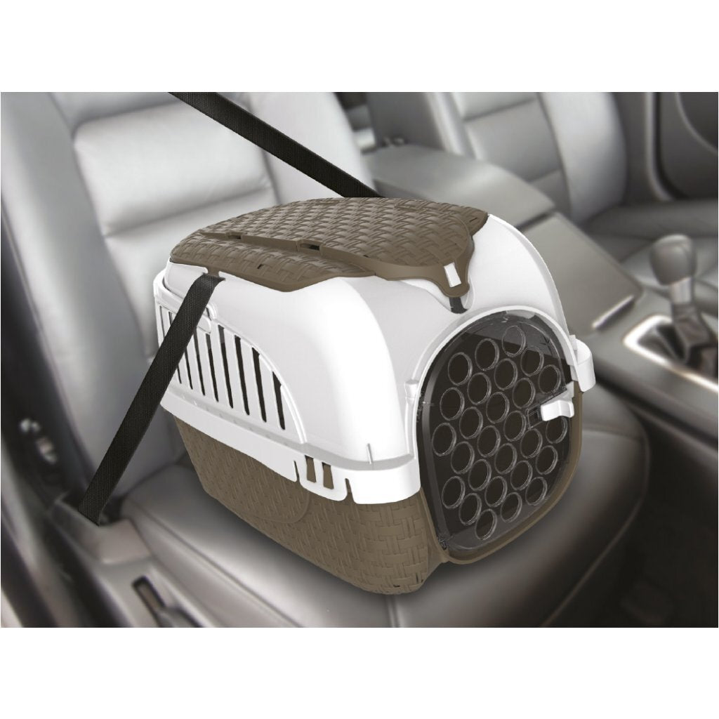 BAMA PET Transportbox 52x33x34 cm Taupe Weiß
