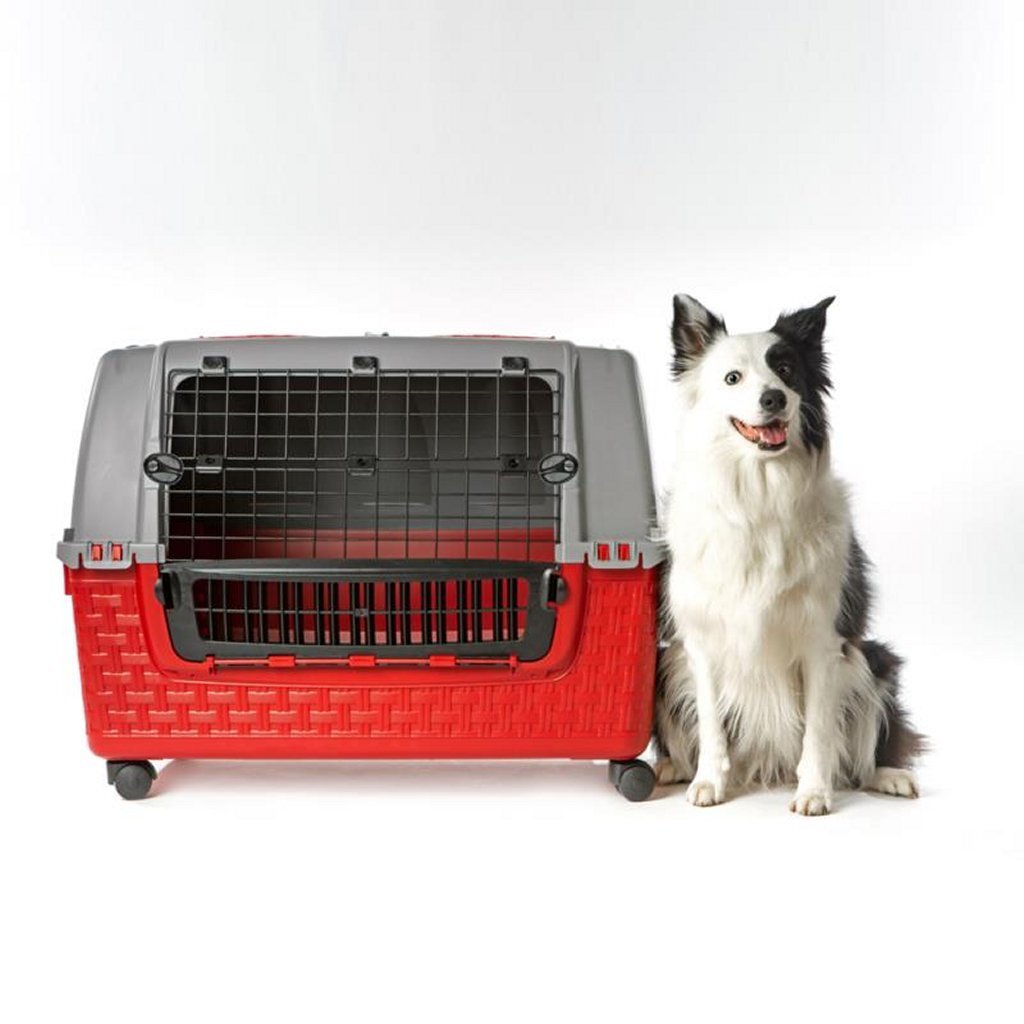 Bama Pet Transportbox mit Rädern 88x52x60 cm Rotgrau