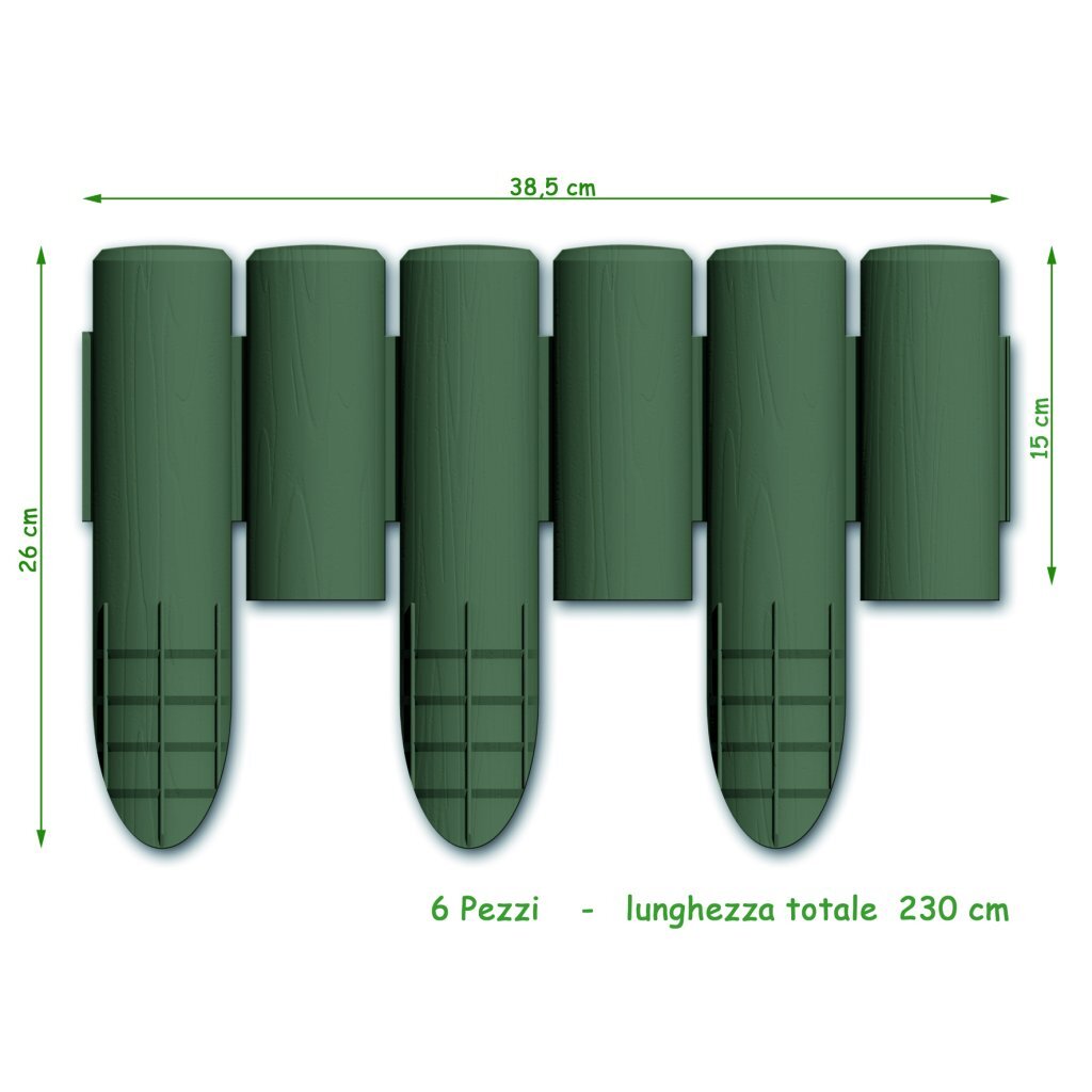 Bama Garden Modular Rand Imitation Wood 38,5 x 15 cm 6 Stücke Grün grün