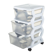 BAMA Insieme Schubladensystem mit Rädern 3 Schubladen 36x40x62 cm Weiß transparent - afbeelding 2