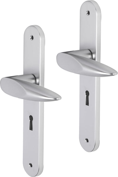 Impresso-Türgriff – Cambridge – für den Innenbereich – ovales Türschild mit Schrauben und Schlüsselloch – Aluminium – 2 Stück