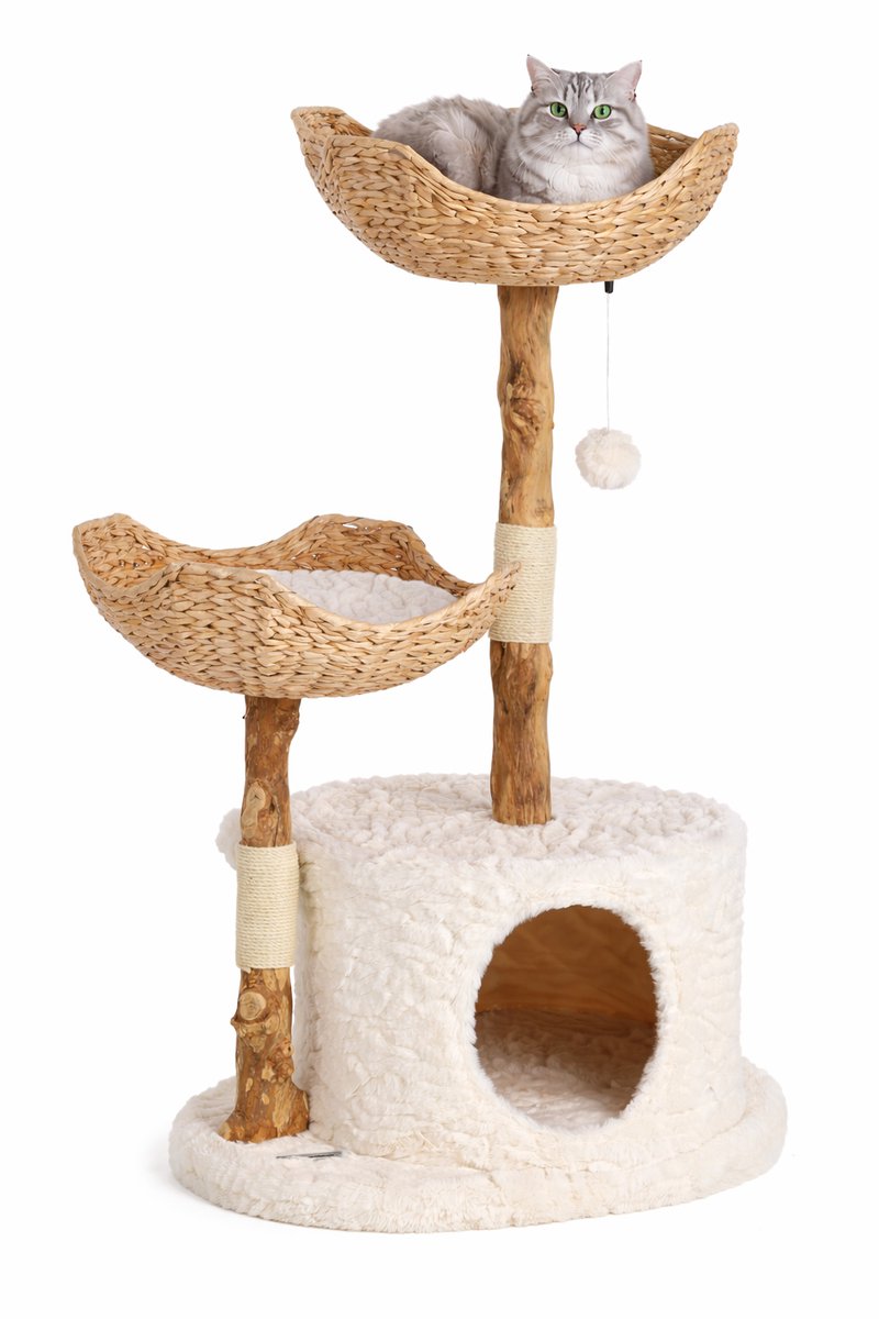 Kratzbaum Flamingo – Designlinie Hector – Kratzbaum für Katzen – Kratzmöbel – Design-Kratzbaum – 75x46x111 cm – Beige