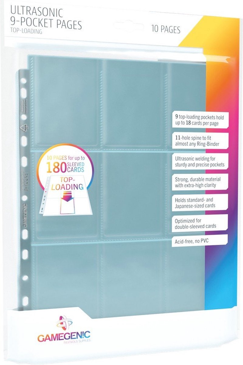 Gamegenic Top-Loading-Ultraschall-Seitenpaket mit 9 Taschen (10 Seiten pro Paket)