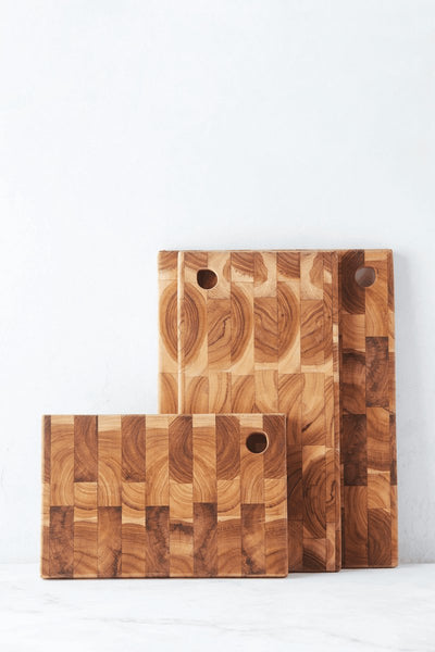 Point-Virgule-Schneidebrett aus recyceltem Teakholz 40x20x2cm 1 Stück