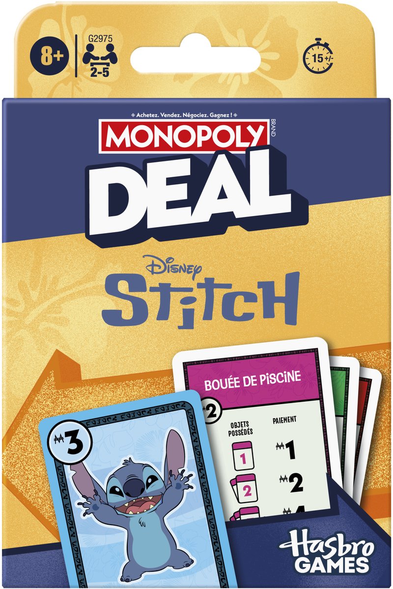 Monopoly-Deal: Disney Stitch Edition, Kartenspiel, französische Sprache