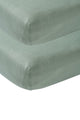 Meyco Baby Uni Spannbettlaken Juniorbett – 2er-Pack – Steingrün – 70 x 140 x 150 cm