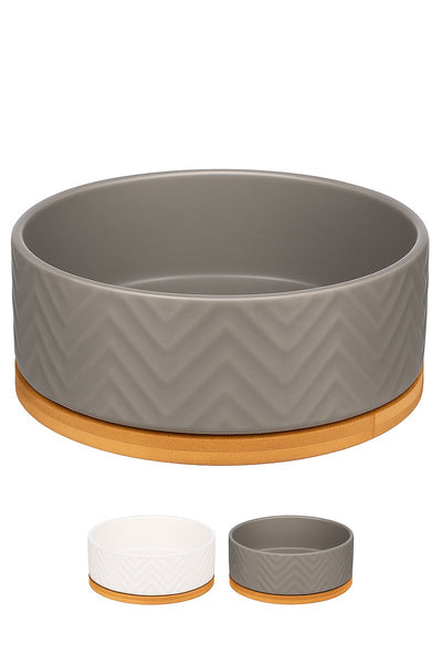 Flamingo-Hundefutternapf – Hundetrinknapf – Hundefutternapf mit Ständer – Hundefutternapf aus Keramik – ø16 cm – 990 ml – Bianco-Grau-Futternapf
