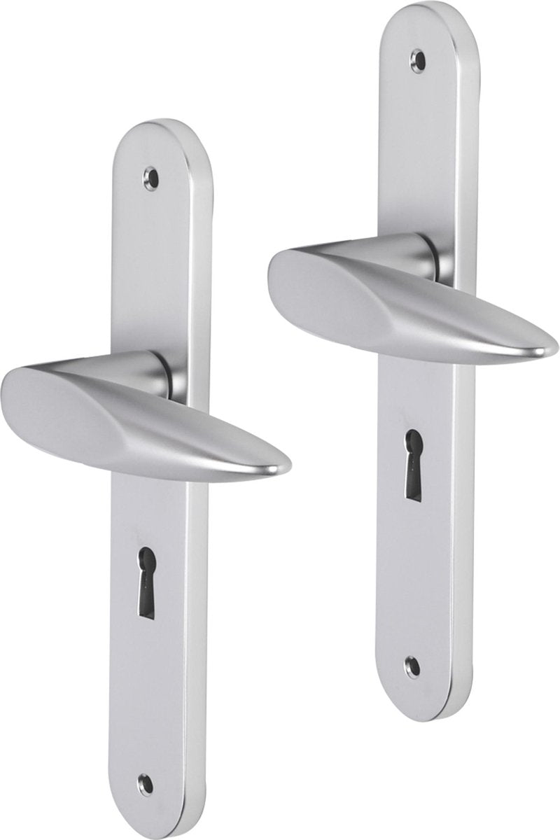 Impresso-Türgriff – Cambridge – für den Innenbereich – ovales Türschild mit Schrauben und Schlüsselloch – Aluminium – 2 Stück