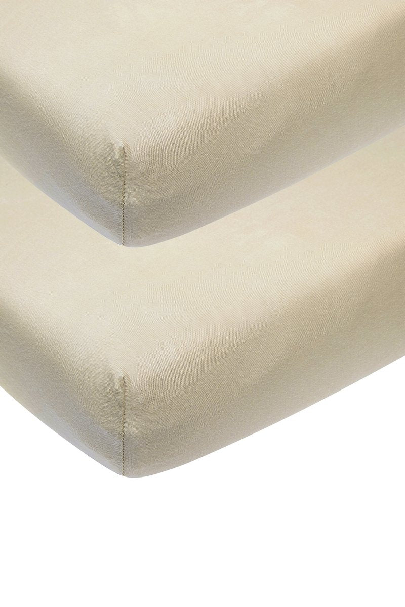 Meyco Baby Uni Spannbettlaken Beistellbett – 2er-Pack – Sand – 50 x 90 cm