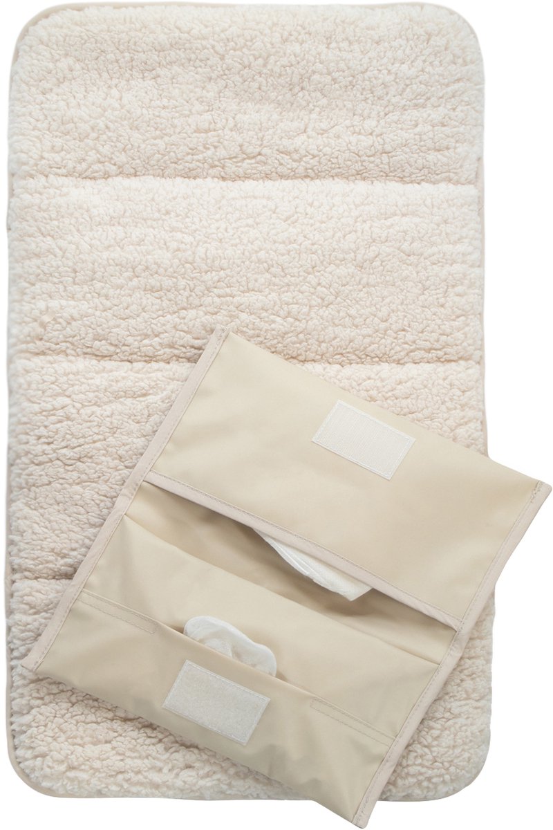 Kipkep Wickelset Teddy - Keksfarbe - Wickelauflage inkl. Windeletui - waschbar - wasserabweisende Seide - Beige