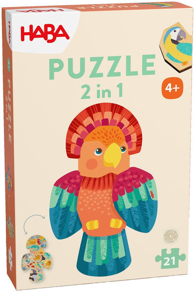 Haba Puzzle - 2 in 1 - Papagei - Holz - 21 Teile - 3+