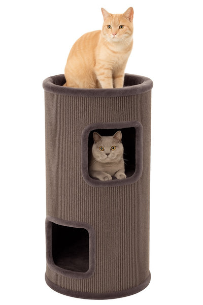 Kratztonne Flamingo für Katzen – Kratztonne Enesgrau M – 42x42x90 cm – Luxuriöses Kratzmöbel mit 3 Etagen – erstklassige Auswahl