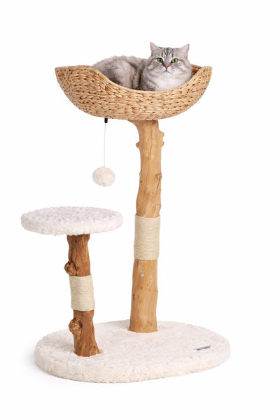 Kratzbaum Flamingo – Designlinie Fidel – Kratzbaum für Katzen – Kratzmöbel – Design-Kratzbaum – 75x42x98 cm – Beige