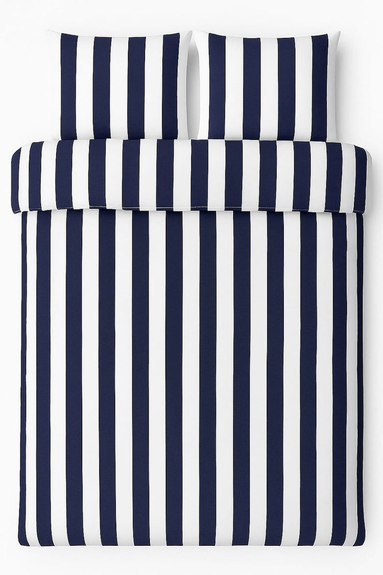 Vtwonen – Bettbezug mit vertikalen Streifen – Einzelbetten – 240 x 200 220 cm – Marineblau