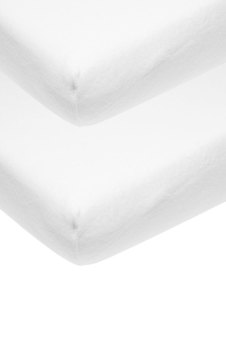 Meyco Baby Uni Molton Stretch Spannbettlaken für Kinderbett – 2er-Pack – weiß – 60 x 120 cm