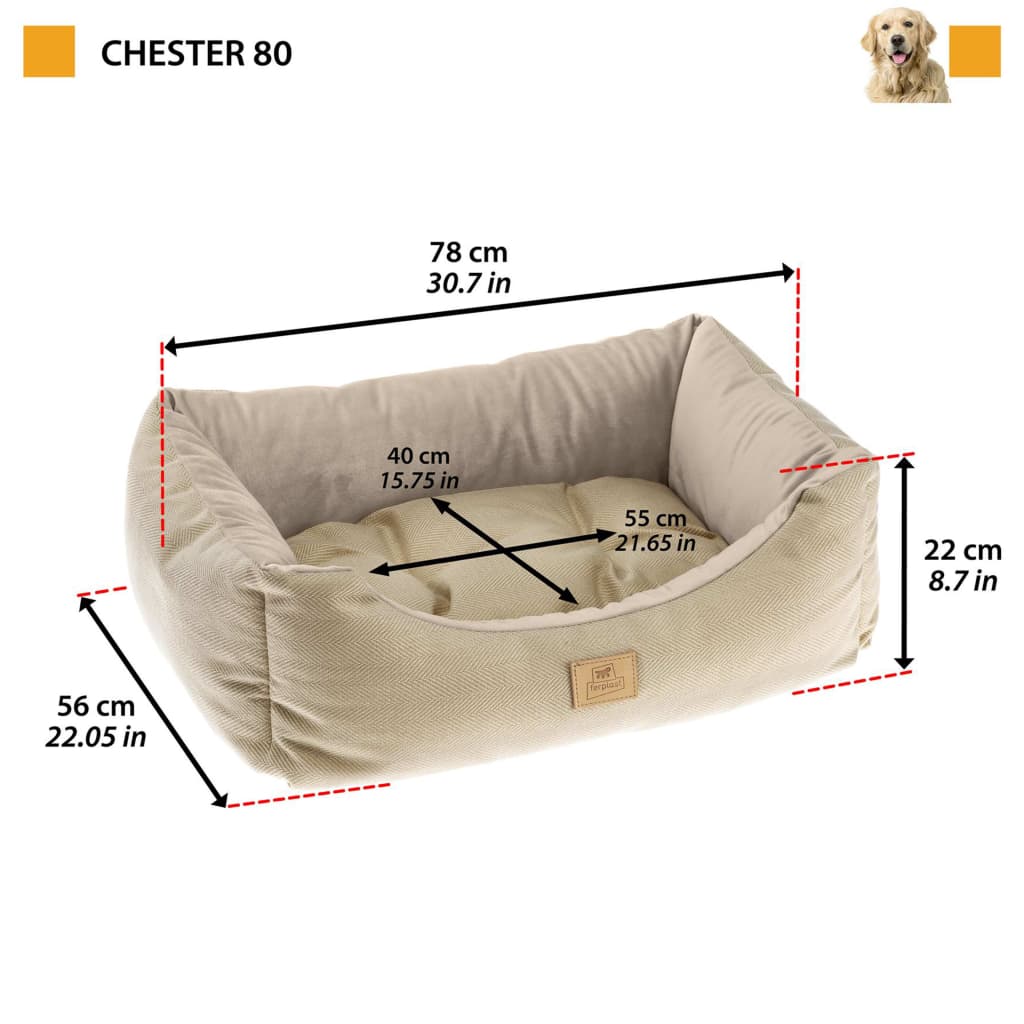 Ferplast Hund und Katzenbett Chester 80 Beige