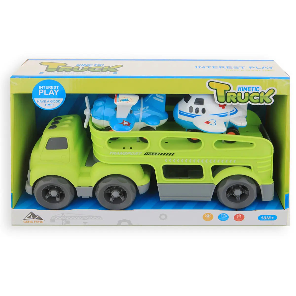 Jonotoys kinetischer Lkw mit 2 Flugzeugen